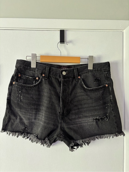 Denim Forum Pants - Denim Forum The Ex Boyfriend Hi-Rise Shorts 29 Black Distressed Cutoffs